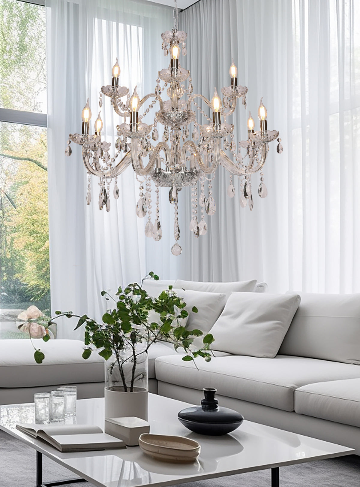 Cristallo lampa wisząca chromowy 12x40W E14 transparentny