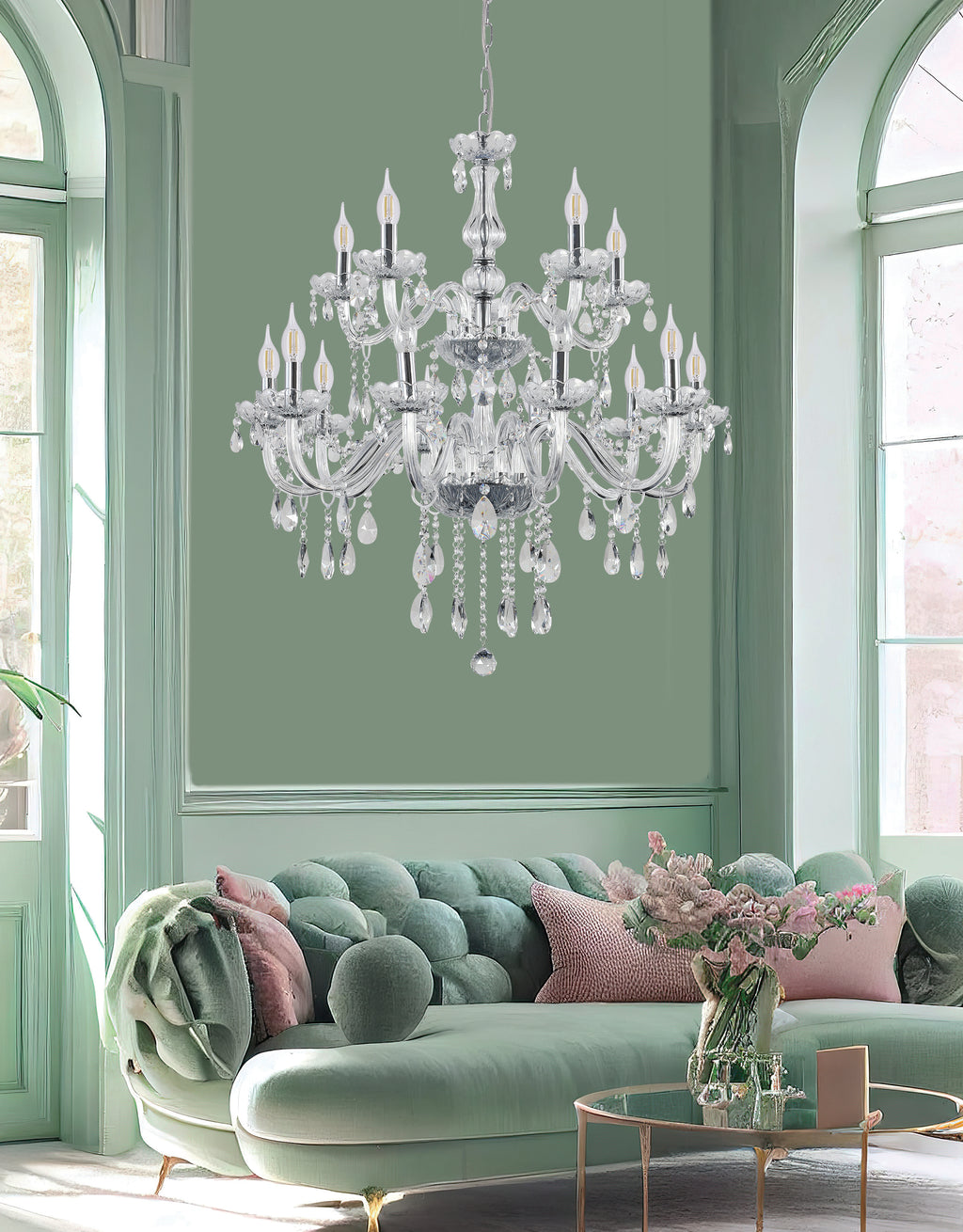 Cristallo lampa wisząca chromowy 15x40W E14 transparentny