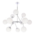 BELWEDER lampa wisząca sufitowa 12x40W E14 chromowana oprawa biały klosz żyrandol elegancki klasyczny glamour do salonu jadalni dużych wnętrz