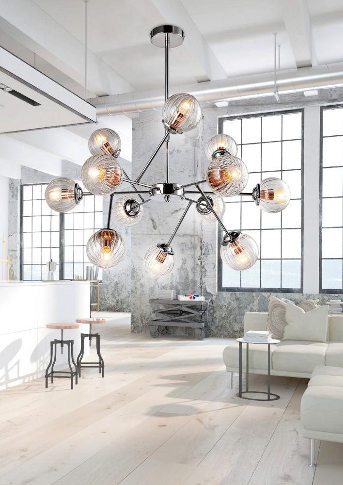 BEST lampa wisząca 12x40W E14 chrom+miedź