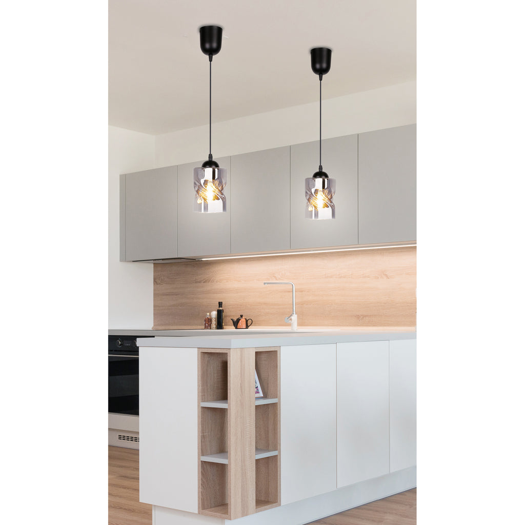 Felis lampa wisząca czarny 1x60W E27 klosz dymiony