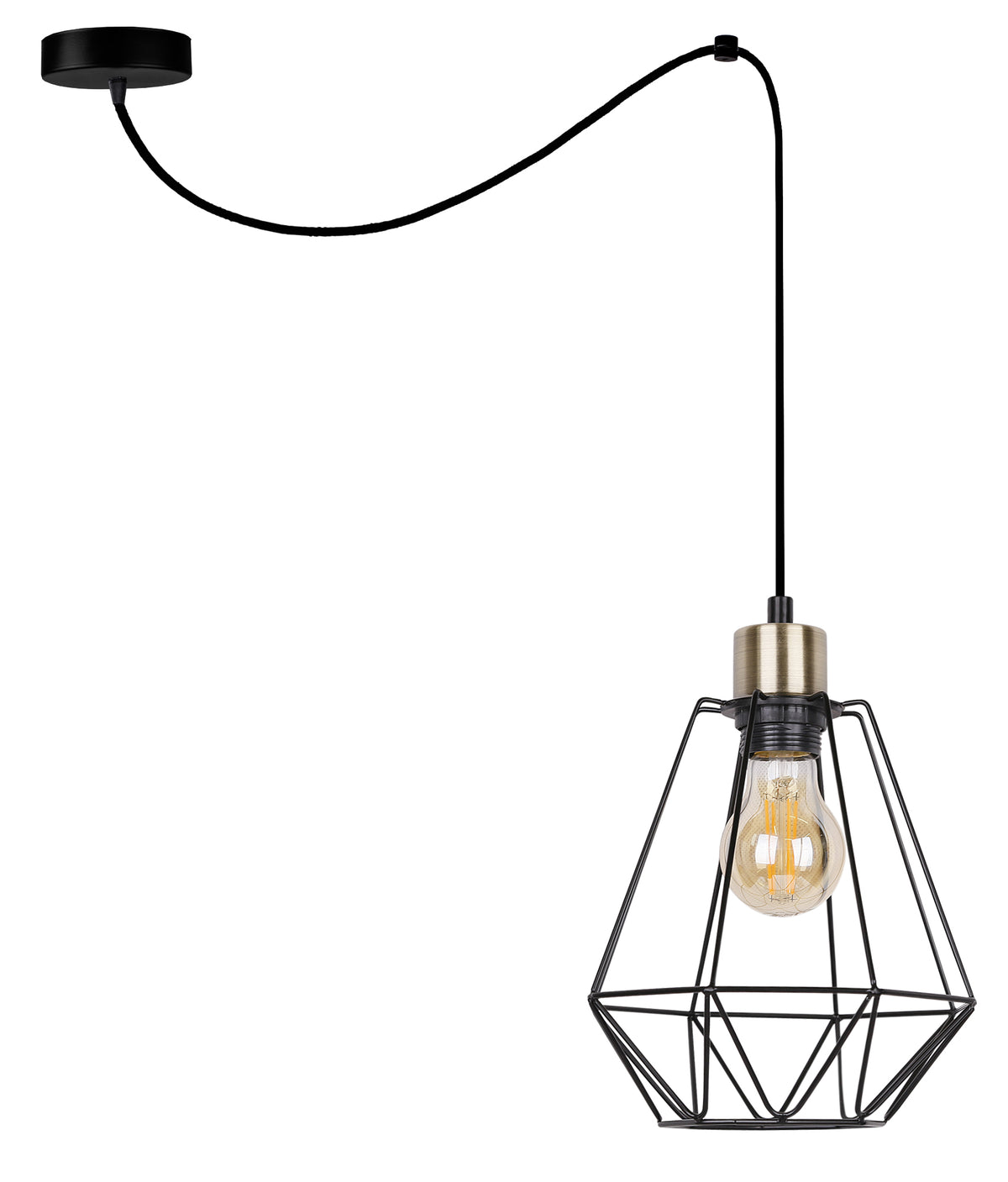 PRIMO P lampa wisząca czarny+patyna 1x60W E27 klosz czarny