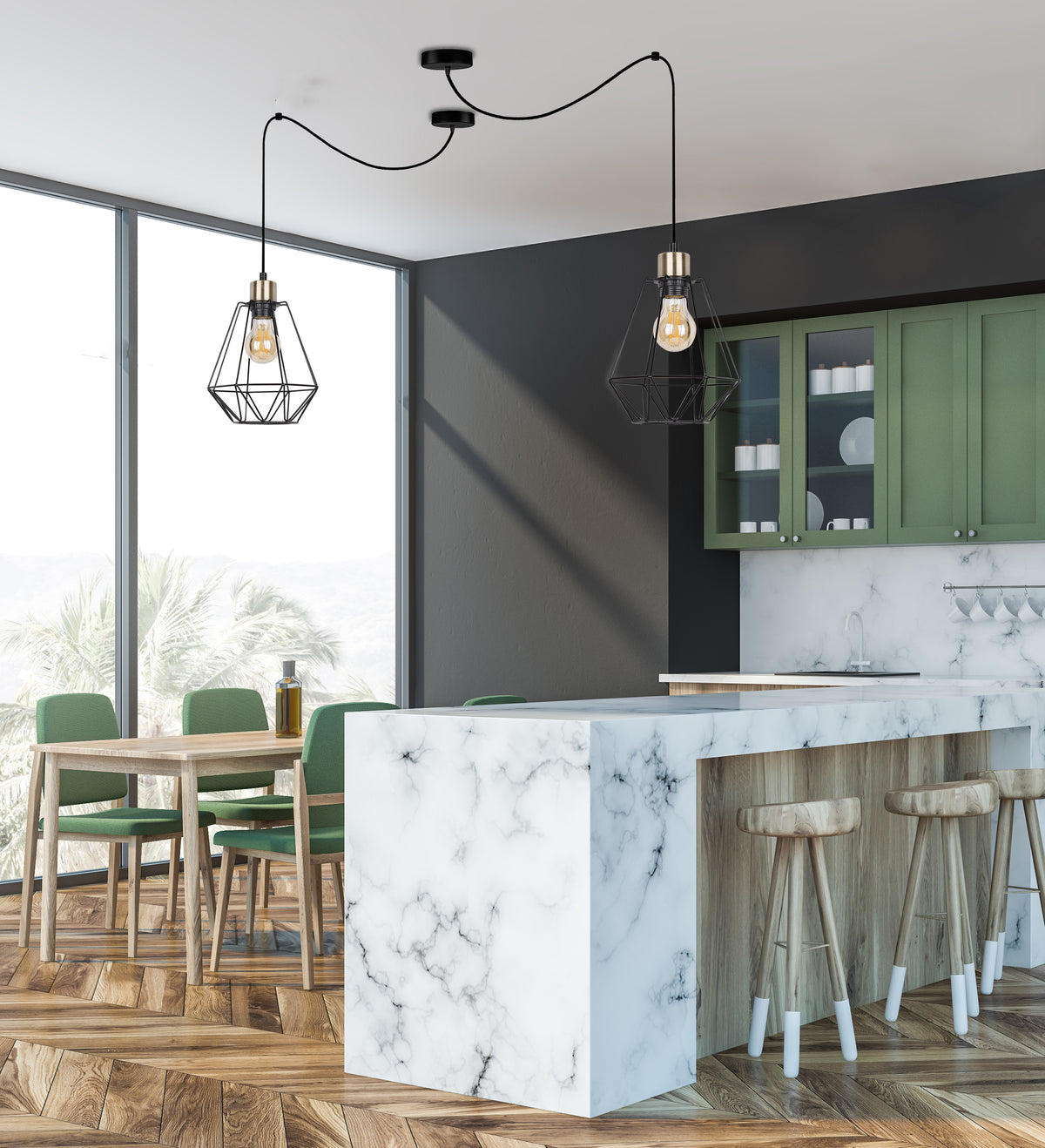 PRIMO P lampa wisząca czarny+patyna 1x60W E27 klosz czarny