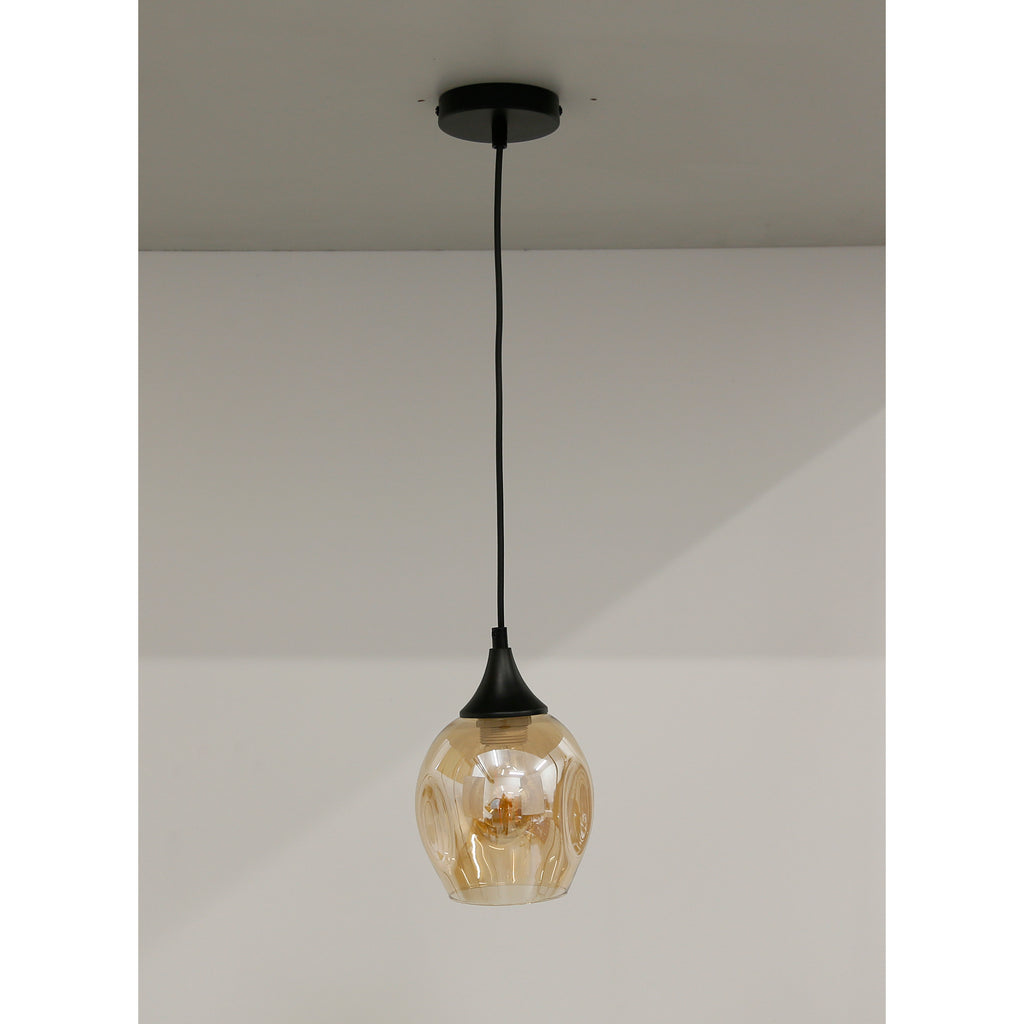Aspa lampa wisząca czarny 1x40W E27 klosz brązowy