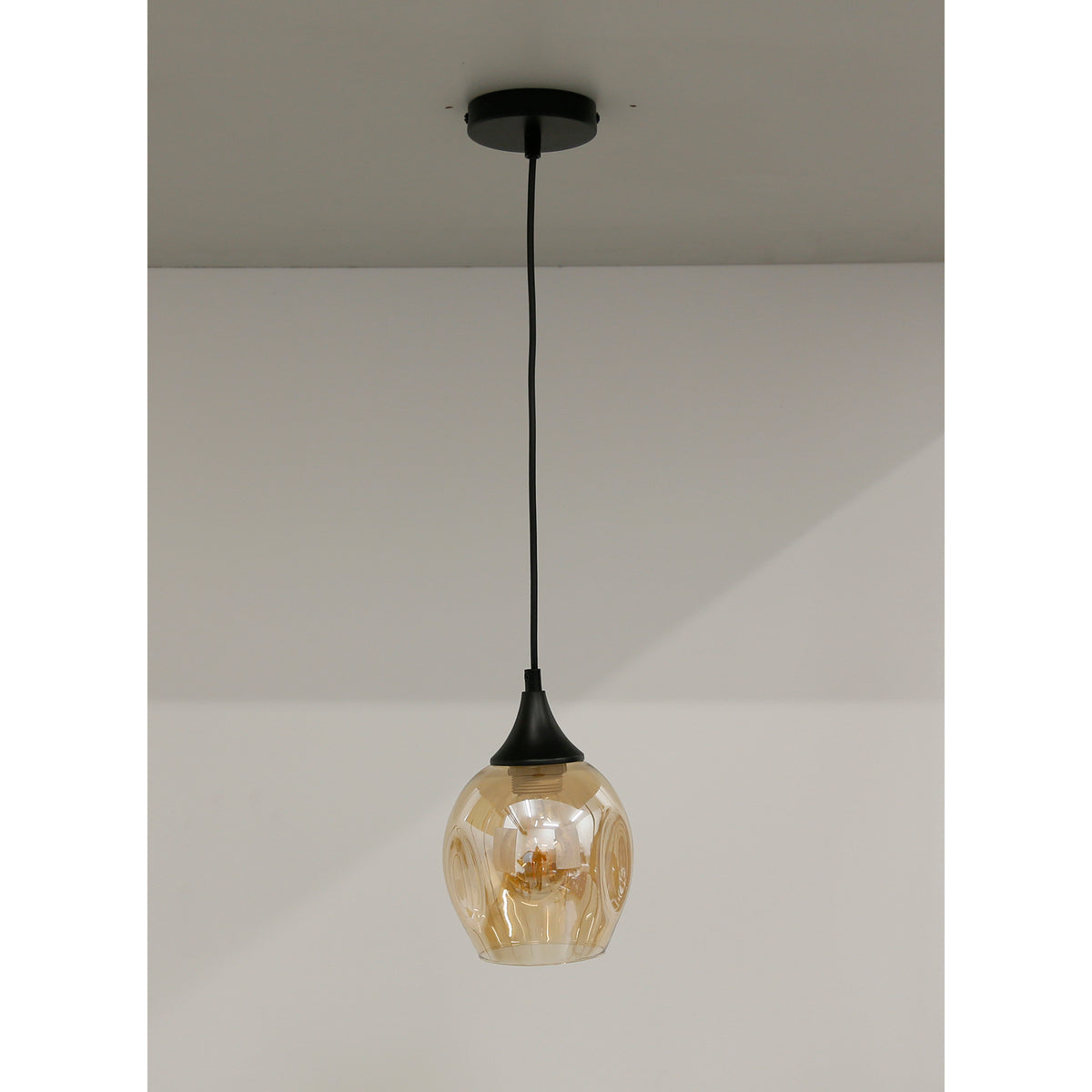 Aspa lampa wisząca czarny 1x40W E27 klosz brązowy