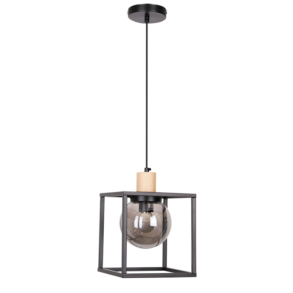 Retro 2 lampa wisząca czarny 1x40W E27 klosz dymiony