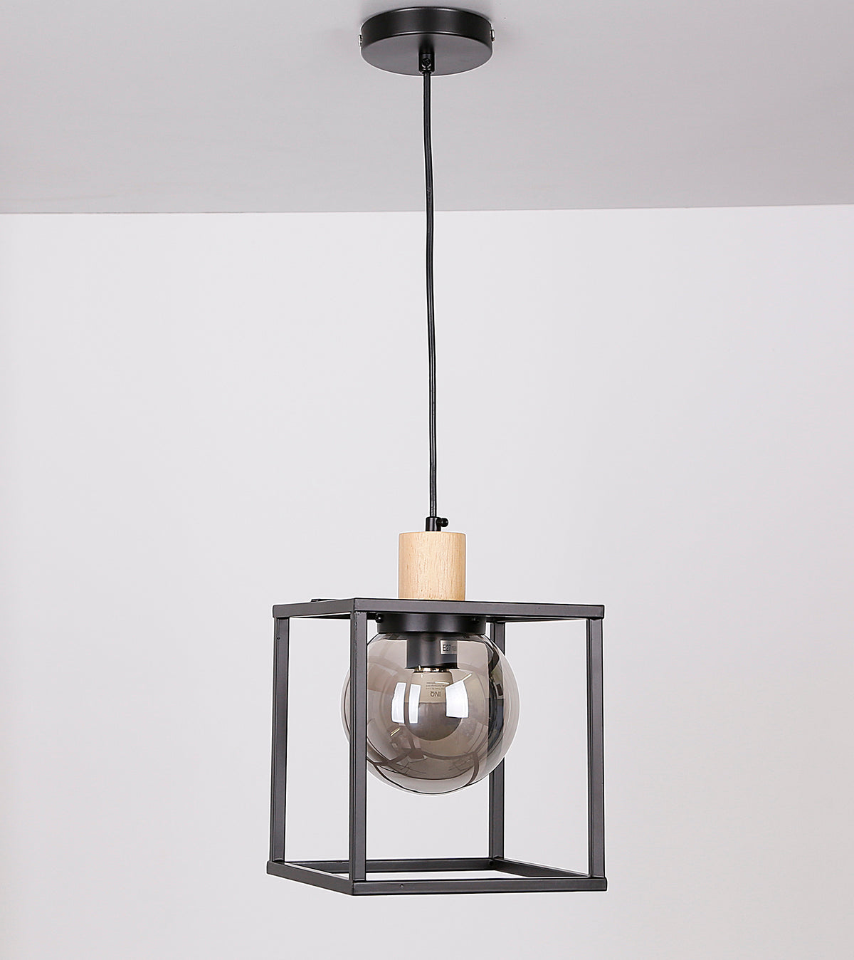 Retro 2 lampa wisząca czarny 1x40W E27 klosz dymiony