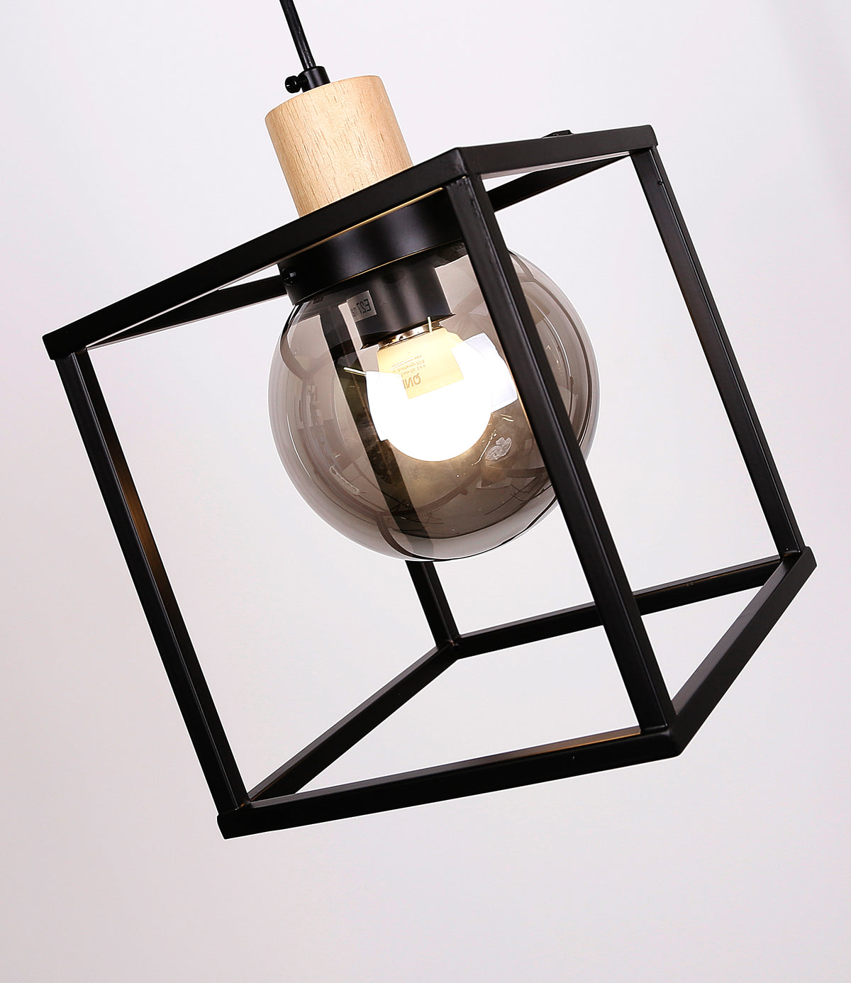 Retro 2 lampa wisząca czarny 1x40W E27 klosz dymiony