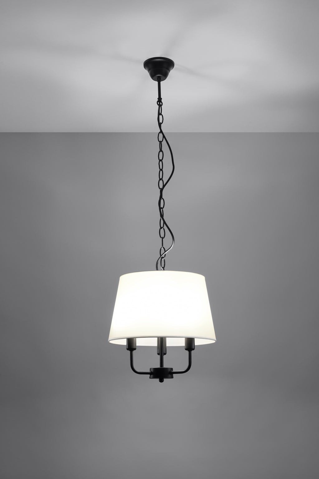 Pasteri lampa wisząca czarny matowy 3x40W E14 abażur beżowy