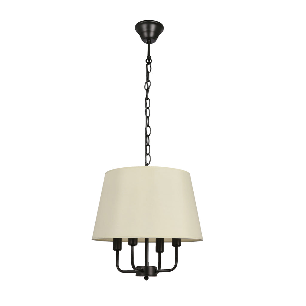 Pasteri lampa wisząca czarny matowy 4x40W E14 abażur beżowy