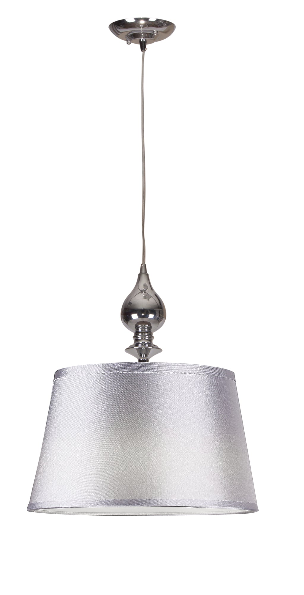 PRIMA lampa wisząca chromowy 1x60 E27 abażur srebrny