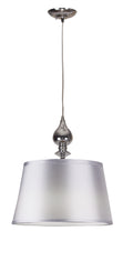 PRIMA lampa wisząca chromowy 1x60 E27 abażur srebrny