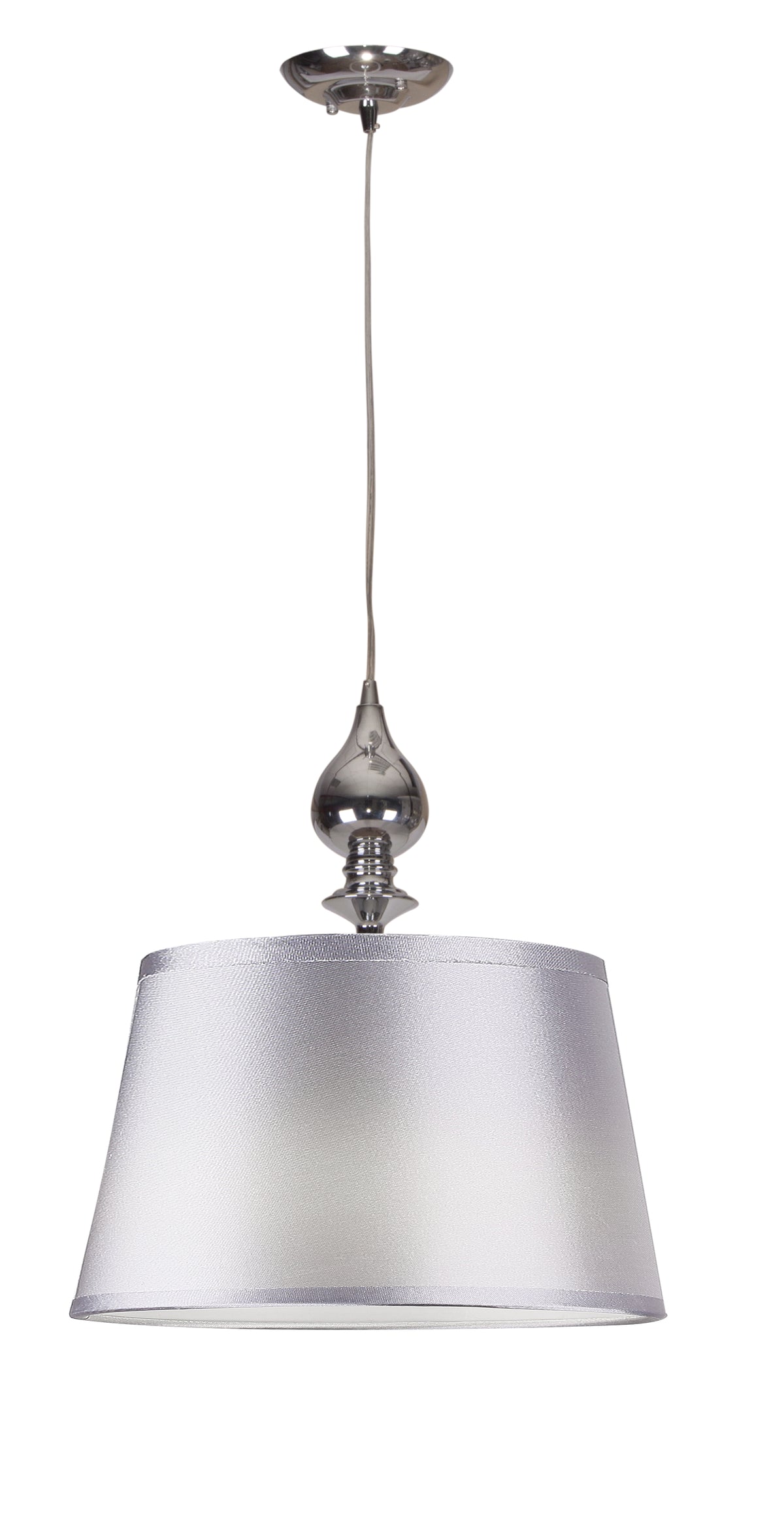 PRIMA lampa wisząca chromowy 1x60 E27 abażur srebrny