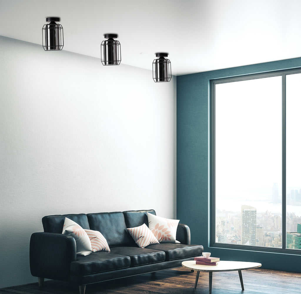 Jonera lampa sufitowa czarny 1x40W E27 klosz dymiony