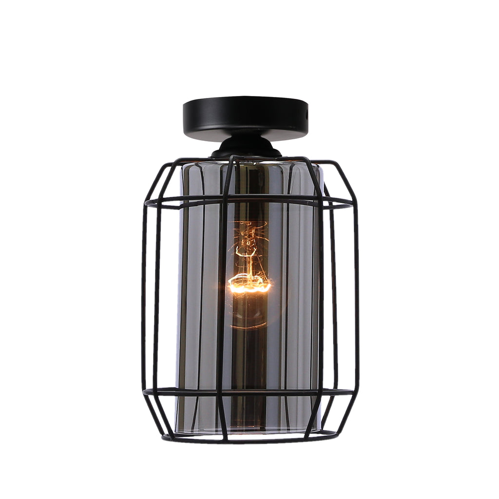 Jonera lampa sufitowa czarny 1x40W E27 klosz dymiony