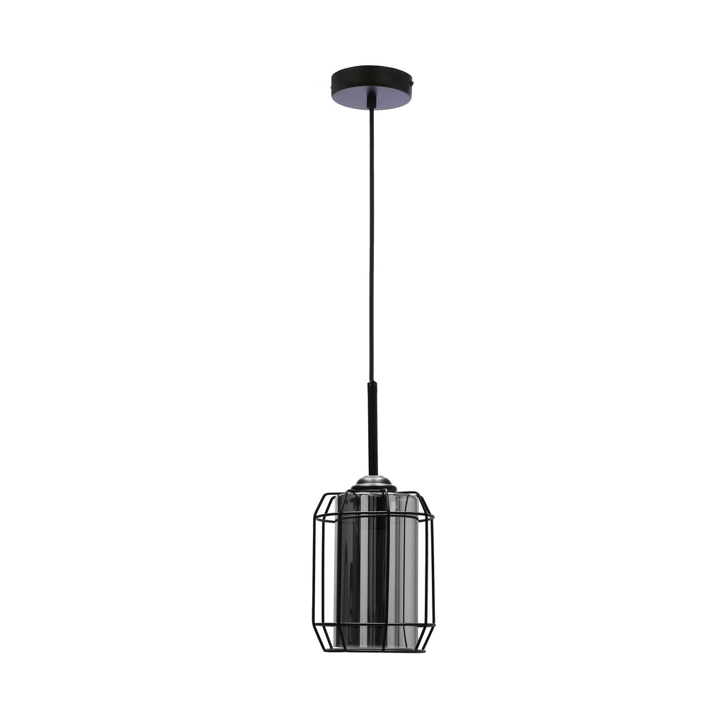 Jonera lampa wisząca czarny 1x40W E27 klosz dymiony