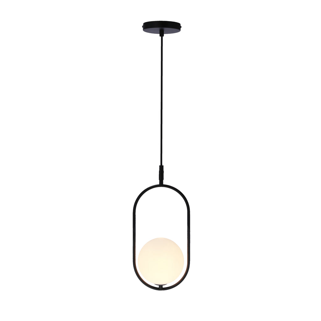 Lampa wisząca CORDEL elegancka - czarna z białym kloszem kulką - nowoczesne oświetlenie salonu i łazienki 1x G9 LED