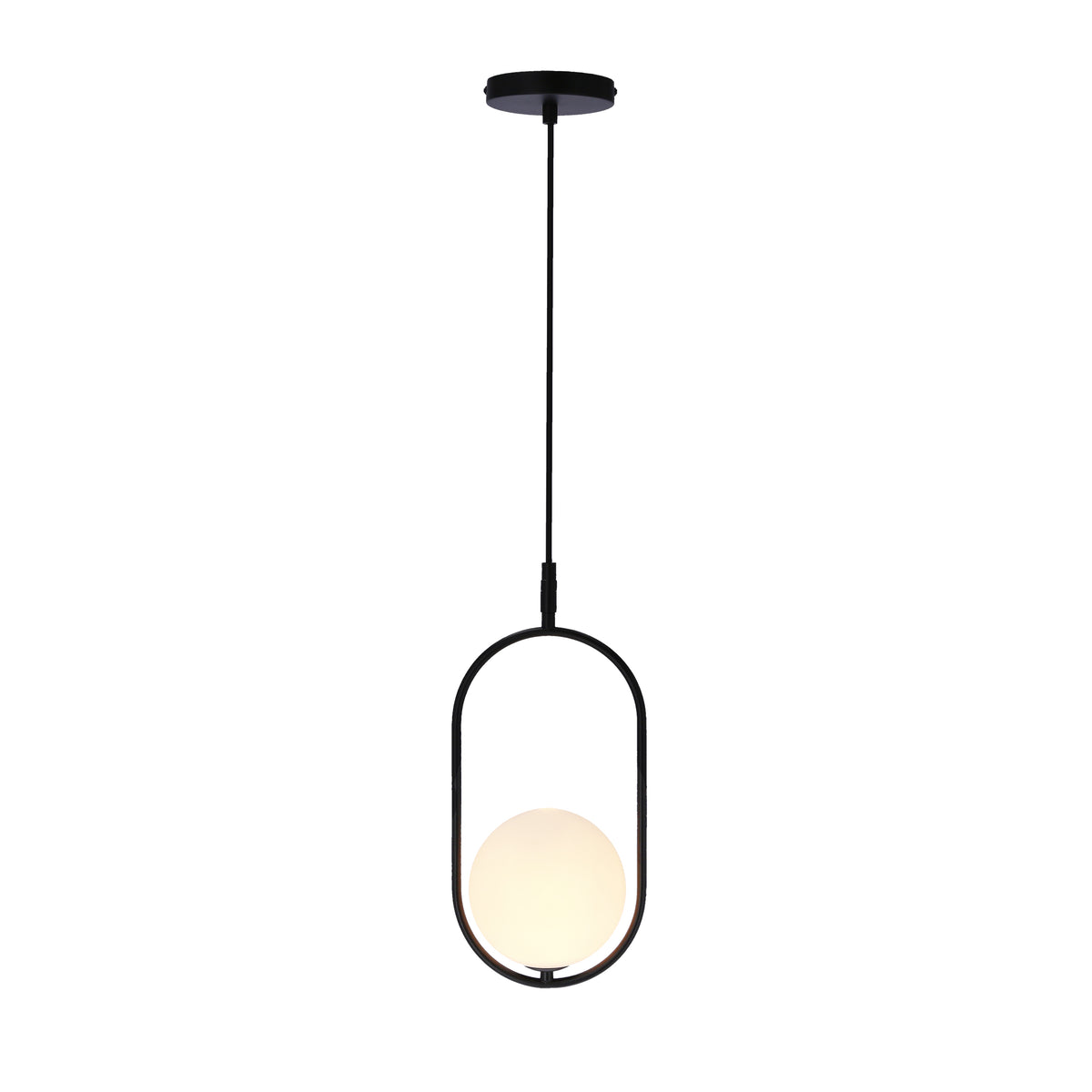 Lampa wisząca CORDEL elegancka - czarna z białym kloszem kulką - nowoczesne oświetlenie salonu i łazienki 1x G9 LED