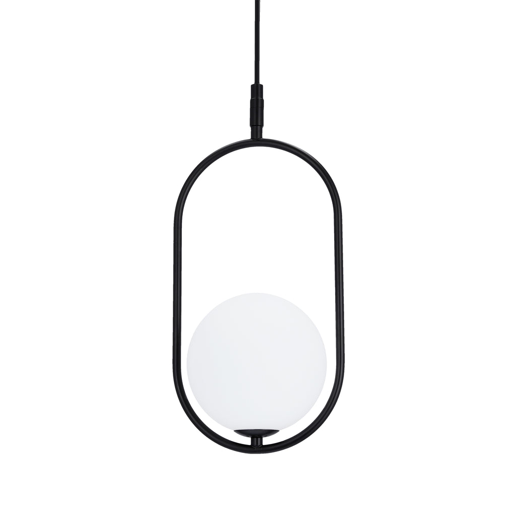 Lampa wisząca CORDEL elegancka - czarna z białym kloszem kulką - nowoczesne oświetlenie salonu i łazienki 1x G9 LED