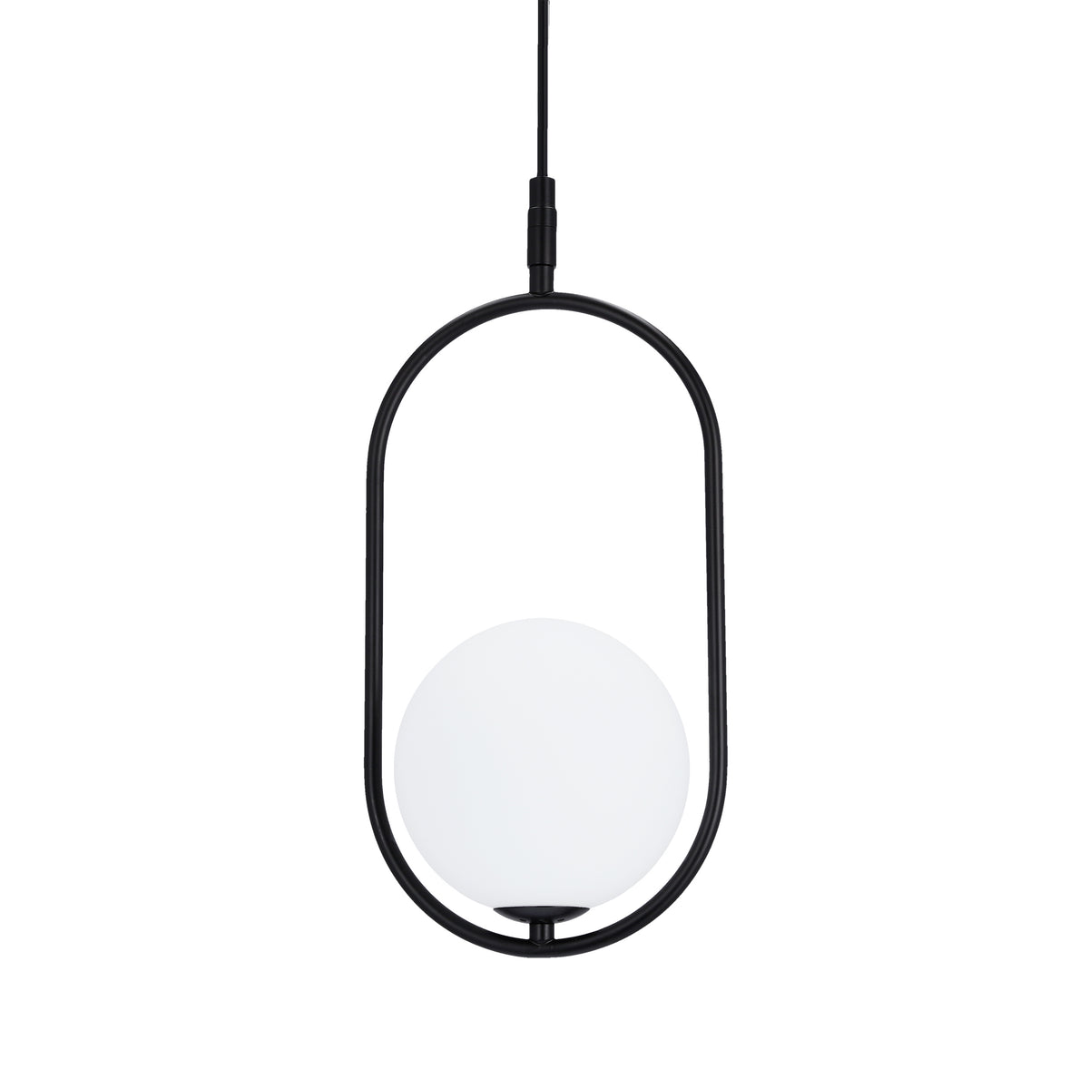 Lampa wisząca CORDEL elegancka - czarna z białym kloszem kulką - nowoczesne oświetlenie salonu i łazienki 1x G9 LED