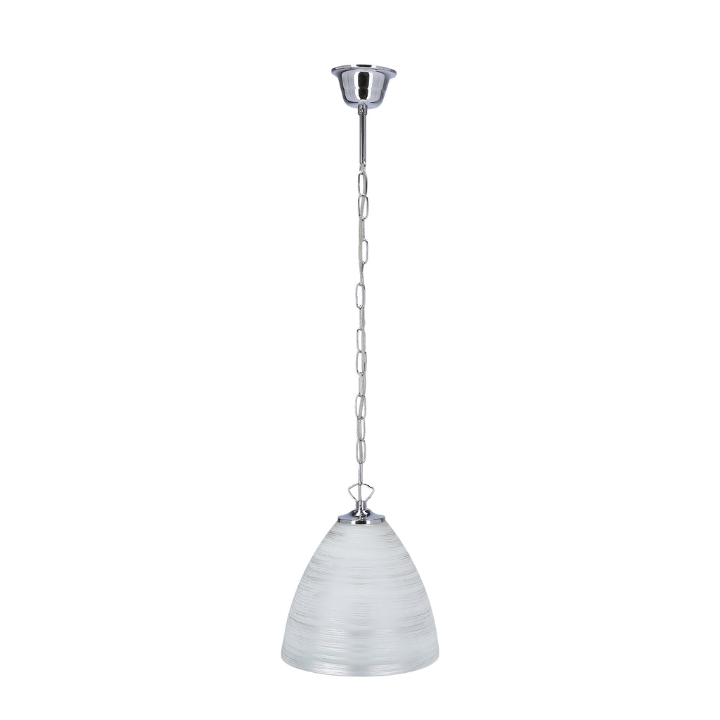Scordia lampa wisząca chromowy 1x60W E27 klosz biały+srebrny