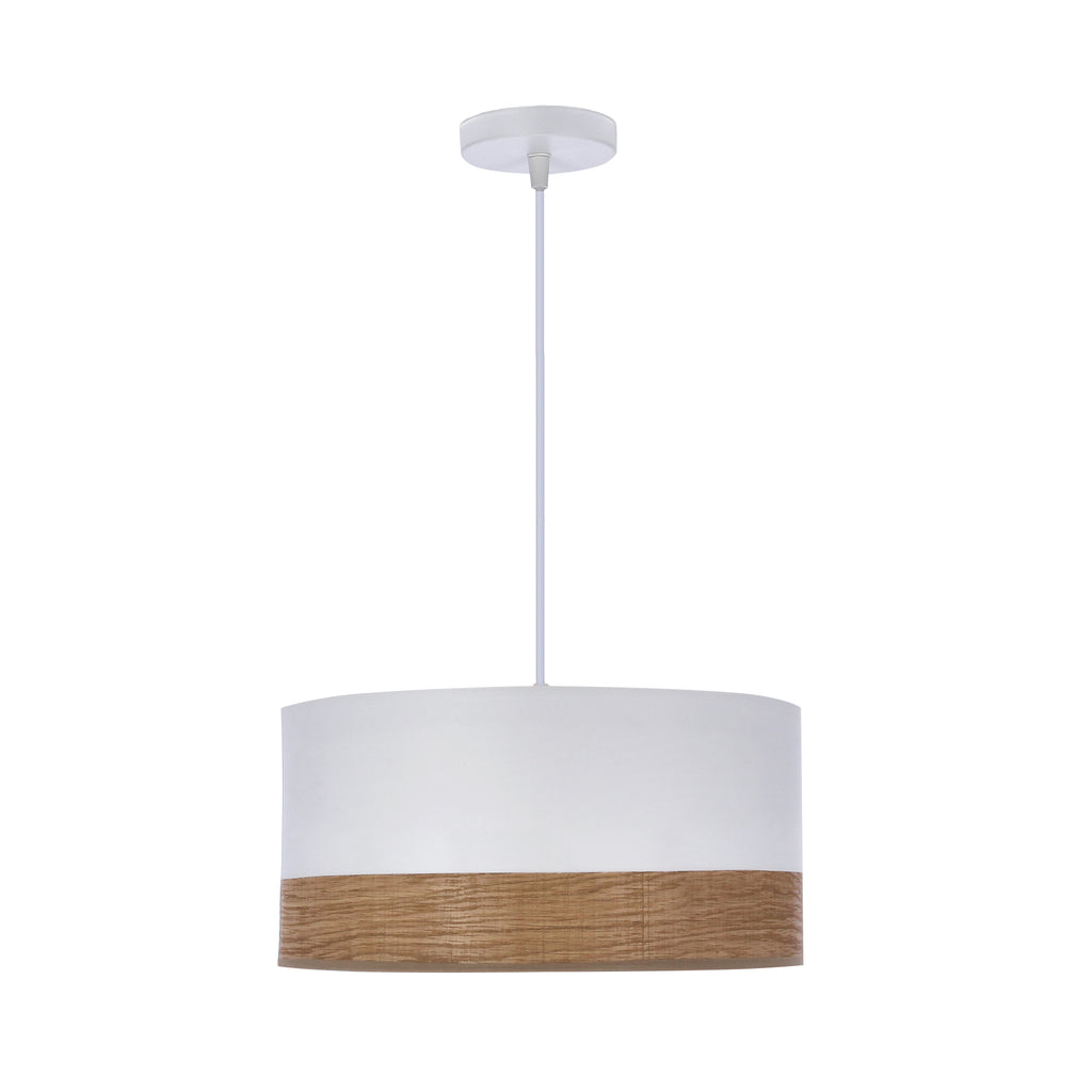 Bianco lampa wisząca biały 1x40W E27 abażur biały+orzechowy