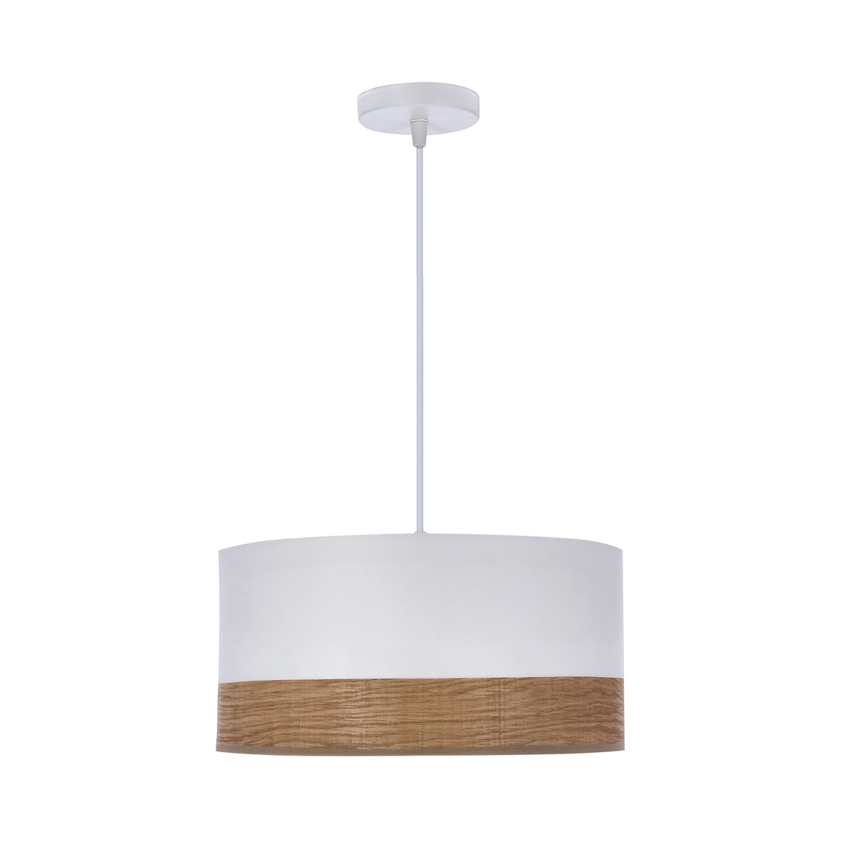 Bianco lampa wisząca biały 1x40W E27 abażur biały+orzechowy
