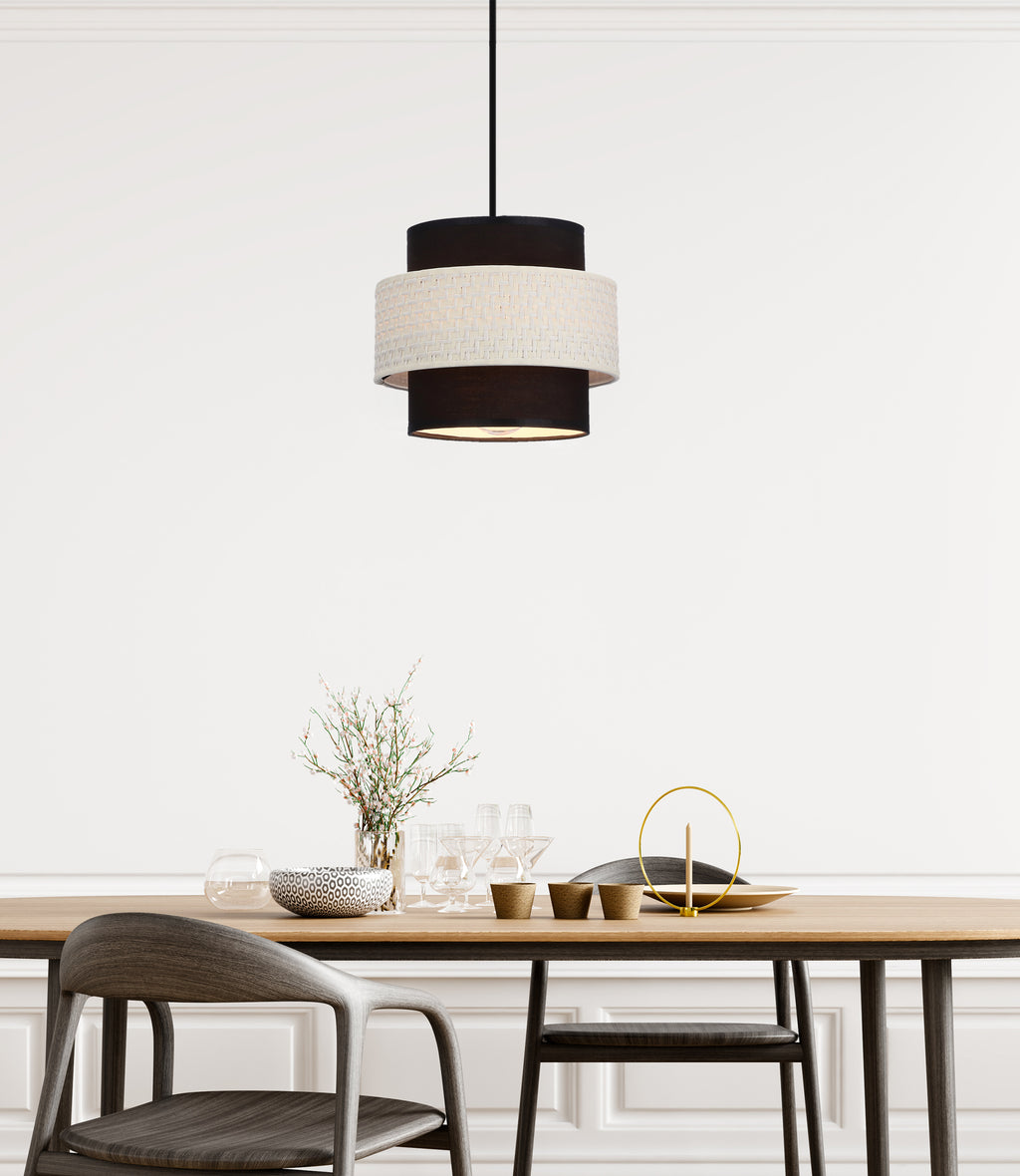 Benta lampa wisząca czarny 1x40W E27 abażur czarny+kremowy