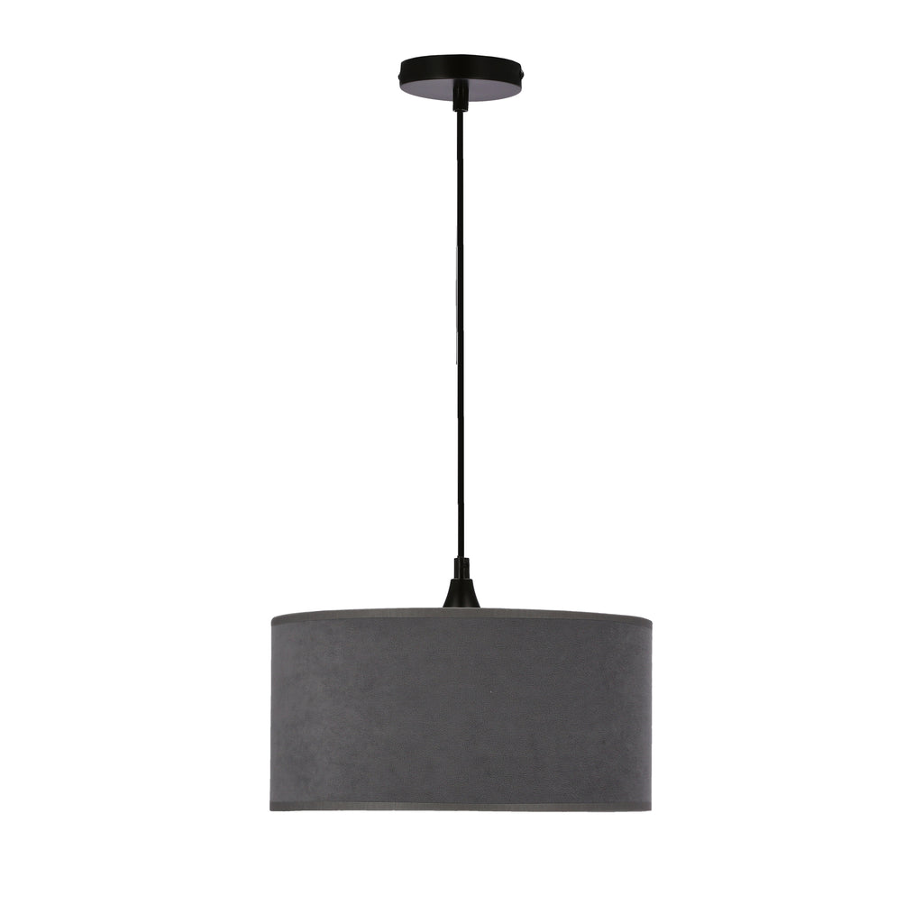 MALOTO lampa wisząca czarny 1x60 E27 abażur walec 30x15 velur grafit/złoto