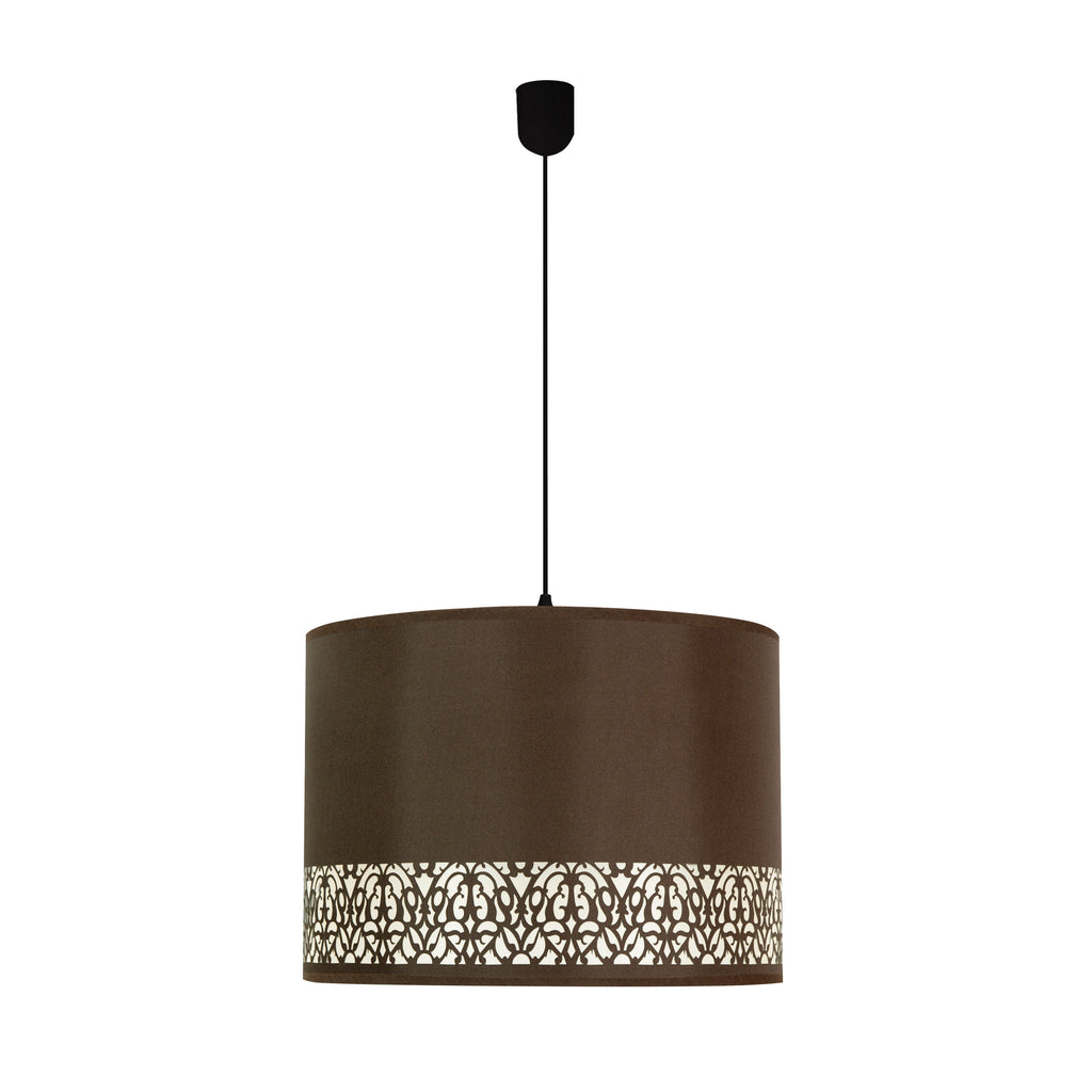 Arabesca lampa wisząca czarny 33x33x24 1x60W E27 abażur brązowy