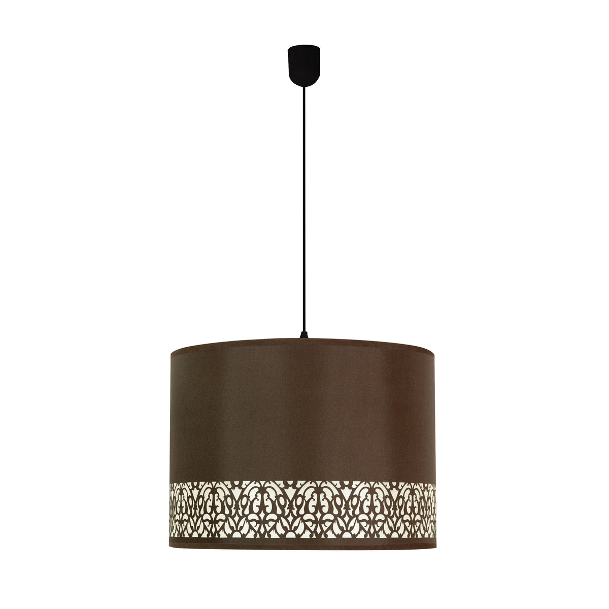 Arabesca lampa wisząca czarny 33x33x24 1x60W E27 abażur brązowy