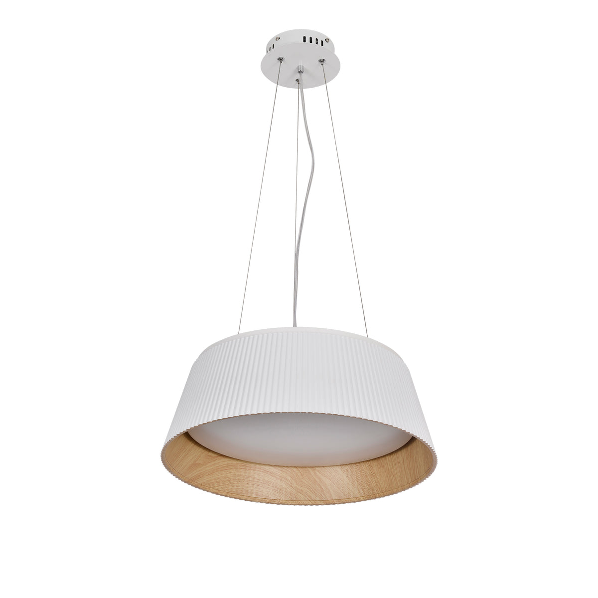 UMBRIA lampa wisząca biało drewniana 1x24W LED klosz biały