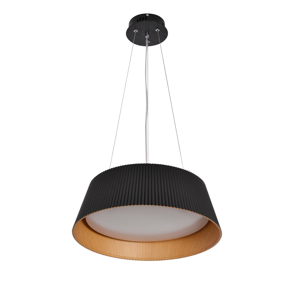 UMBRIA lampa wisząca czarno drewniana 1x24W LED klosz biały