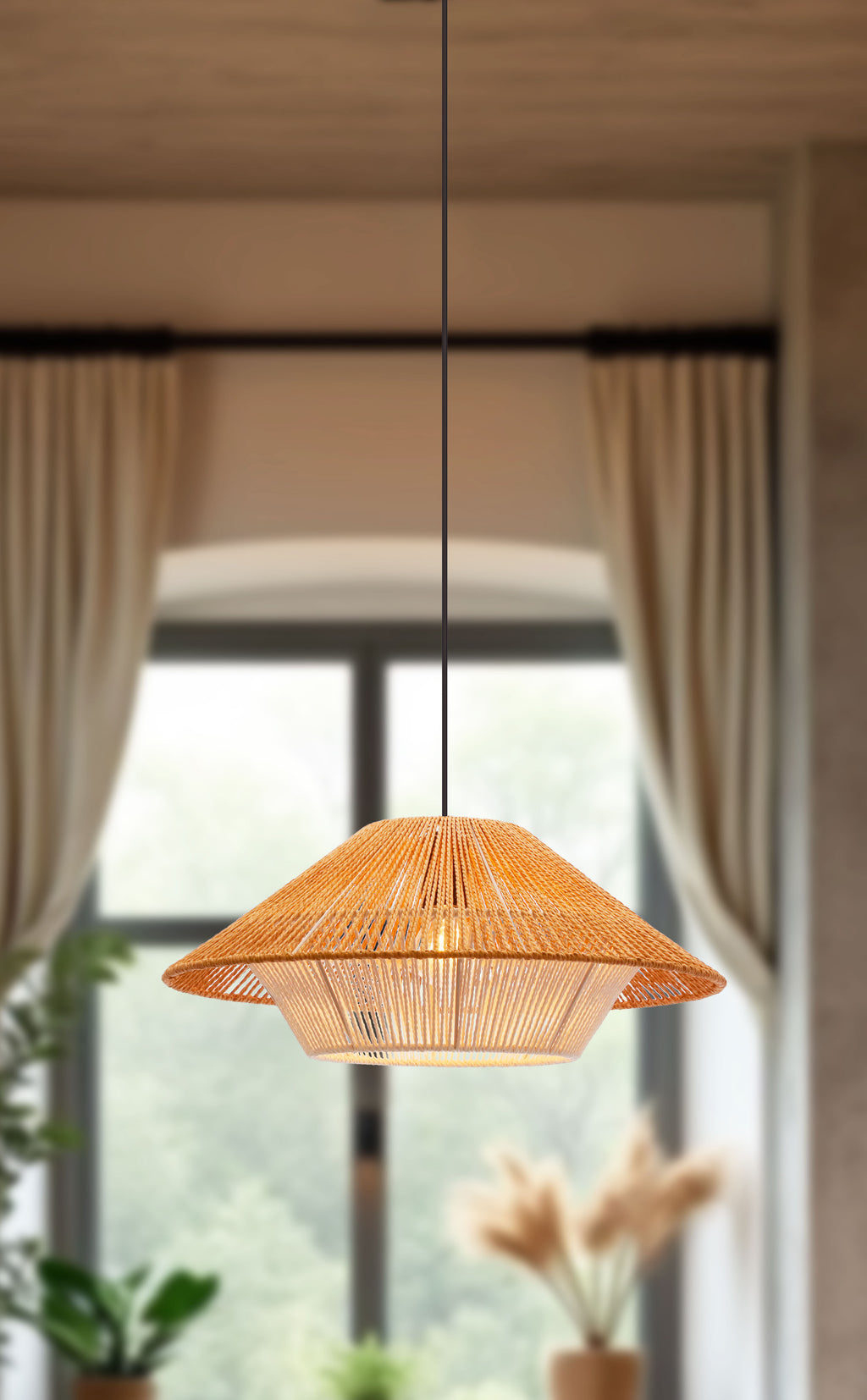 Africa lampa wisząca 50 czarny 1x40W E27 abażur beżowy+biały