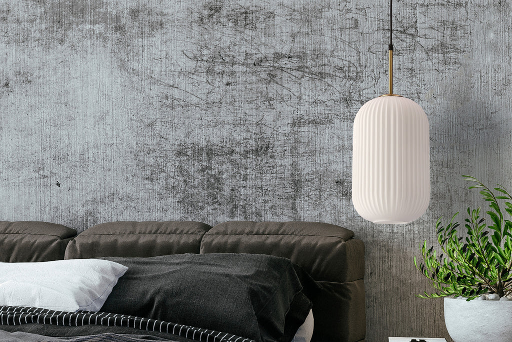 CRESTO lampa wiszaca biały+złoty 1x40W E27 klosz biały