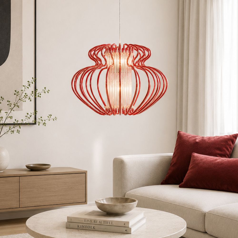 IMPERIA lampa wisząca 1x60W E27 450x330 mała czerwona promocja