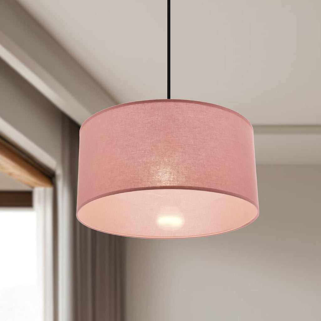 SHANTI lampa wisz¹ca czarny 1x40 E27 aba¿ur jasny wrzosowy