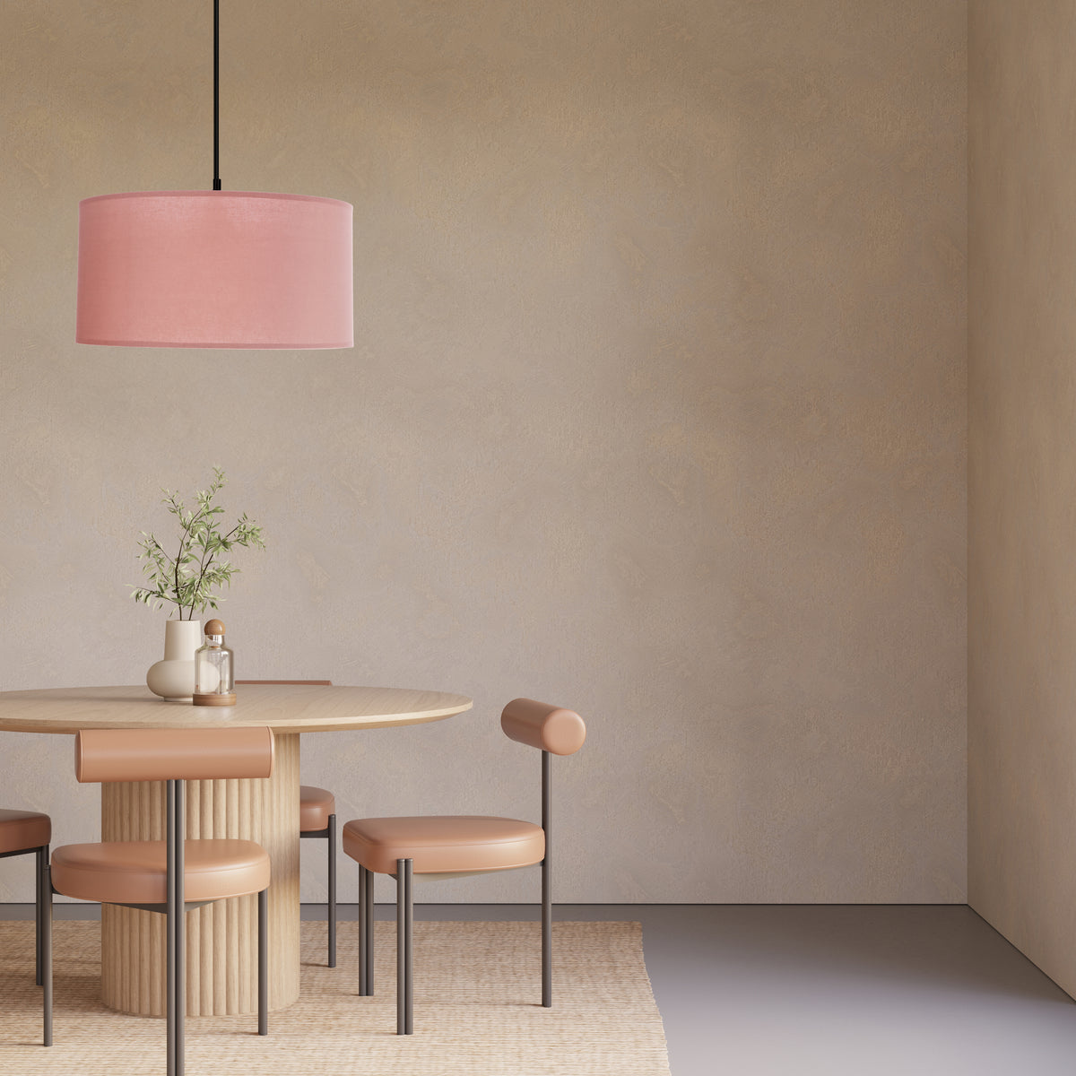 SHANTI lampa wisz¹ca czarny 1x40 E27 aba¿ur jasny wrzosowy
