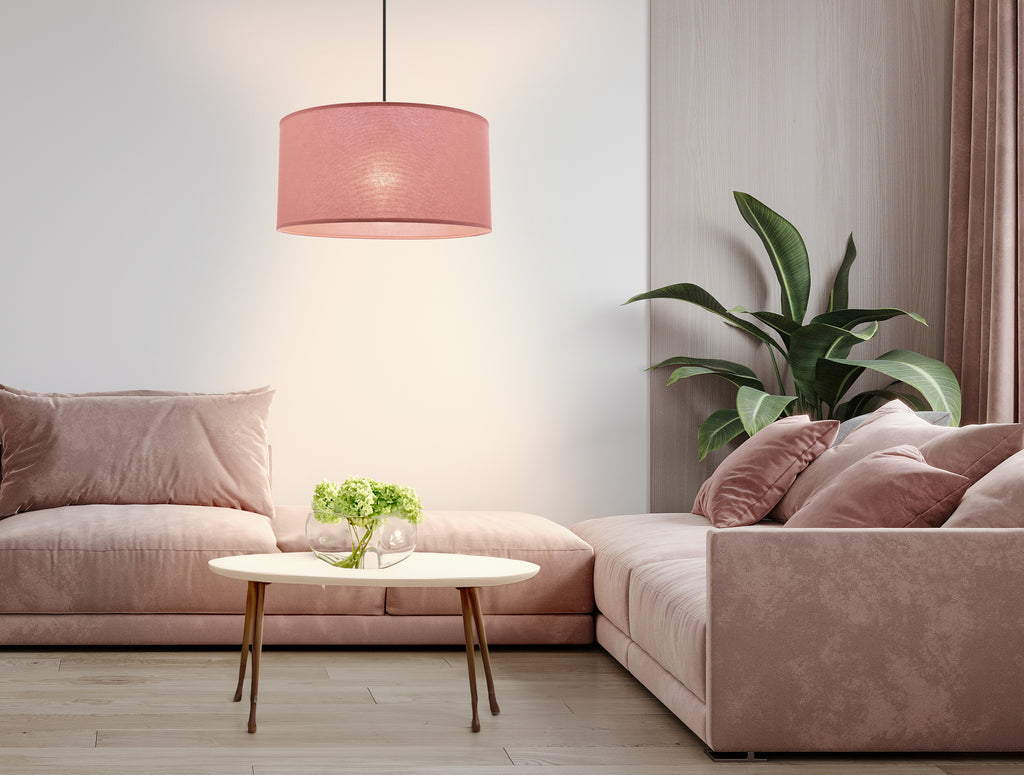 SHANTI lampa wisz¹ca czarny 1x40 E27 aba¿ur jasny wrzosowy