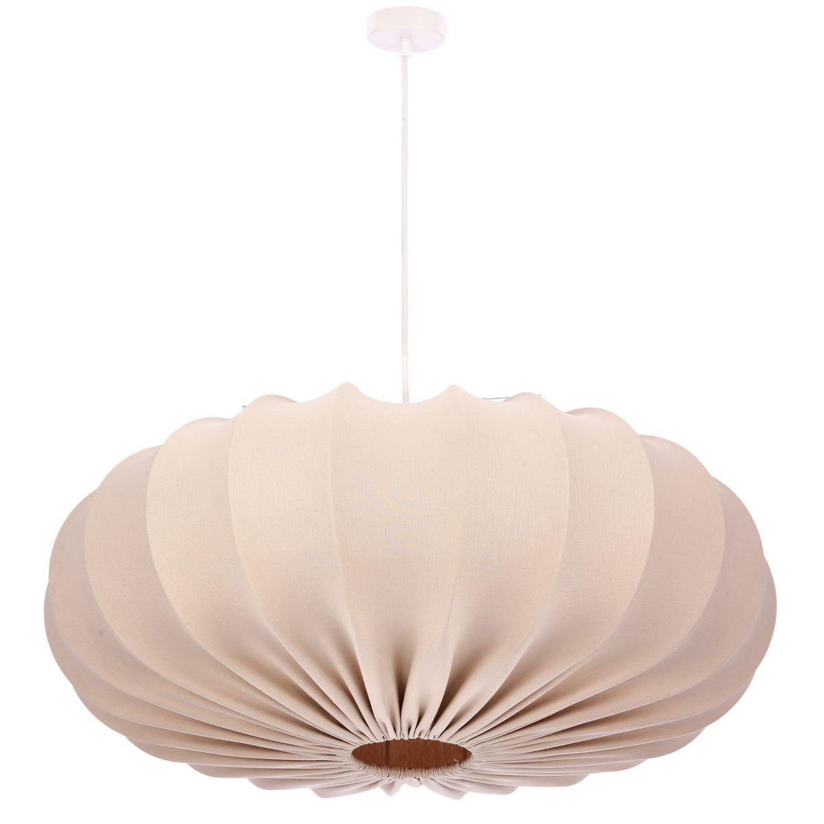 Lampa wisząca CAFEE’ skandynawska z abażurem beżowym frappe 66 cm - nowoczesne oświetlenie sufitowe do salonu i jadalni E27