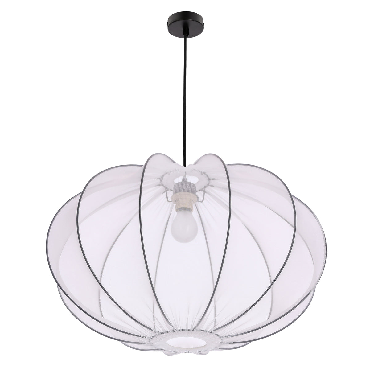 MELLOW lampa wisząca czarny 1x40W E27 abażur mist 60 biały kula