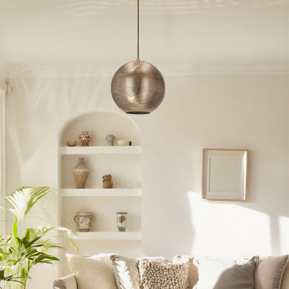 SFINKS lampa wisząca 25 kula w 1x60W E27 ażurowy jasno brązowy