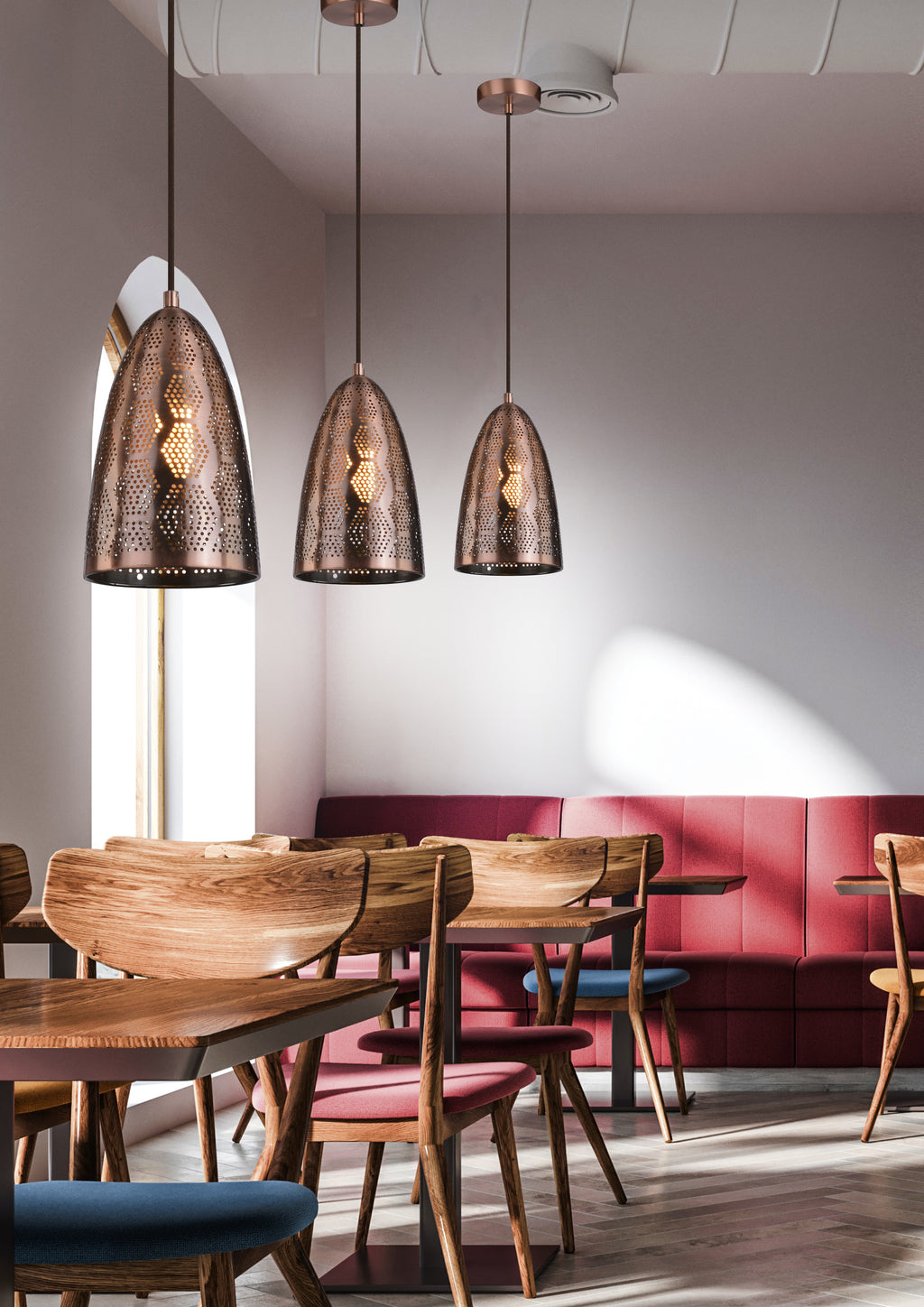 SFINKS lampa wisząca 20/33 stożek 1x60W E27 ażurowy miedziany