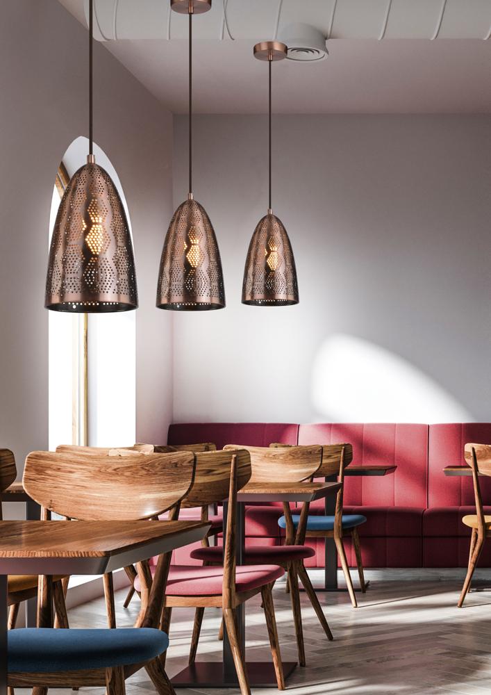 SFINKS lampa wisząca 20/33 stożek 1x60W E27 ażurowy miedziany