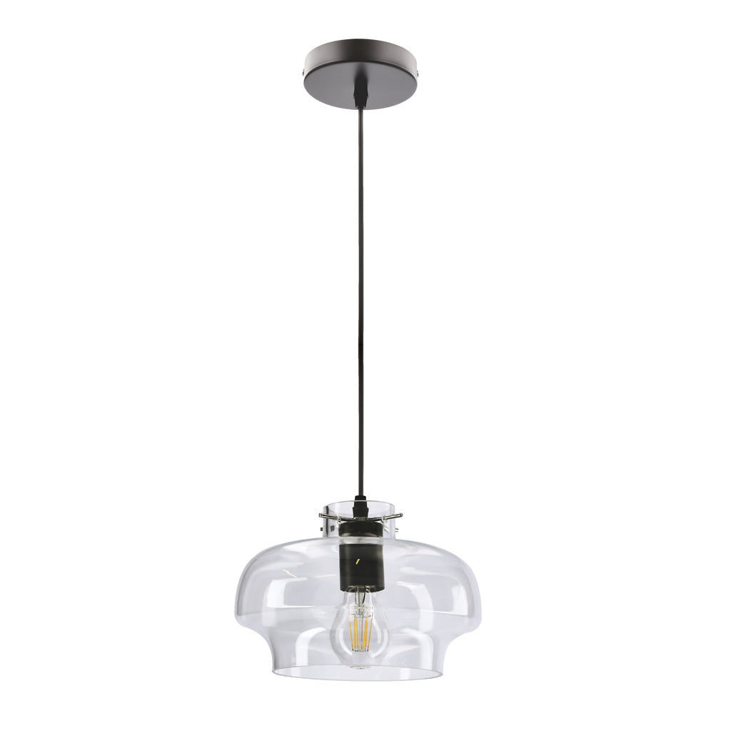 CONISSIMO lampa wisząca czarny E27 klosz bezbarwny