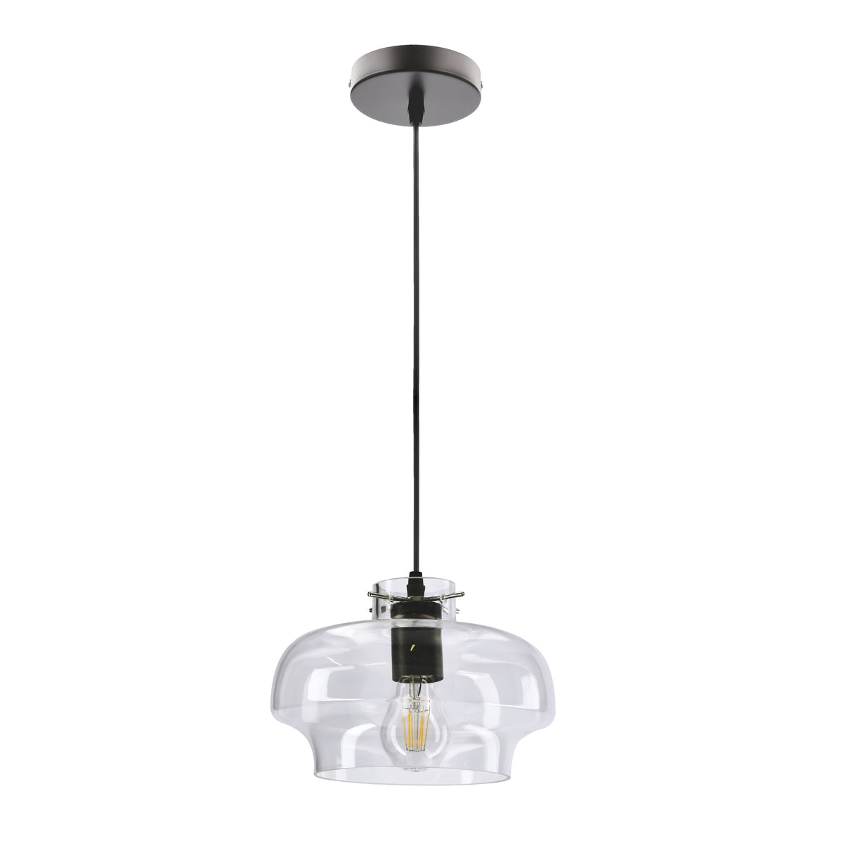 CONISSIMO lampa wisząca czarny E27 klosz bezbarwny