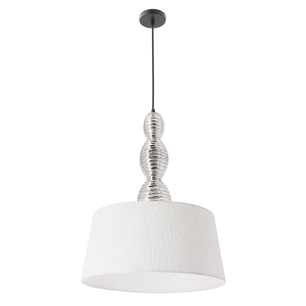 Lampa wisząca RAKLI srebrna E27 1x60W z białym abażurem nowoczesna do salonu sypialni kuchni jadalni oświetlenie sufitowe