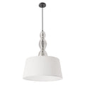 Lampa wisząca RAKLI srebrna E27 1x60W z białym abażurem nowoczesna do salonu sypialni kuchni jadalni oświetlenie sufitowe