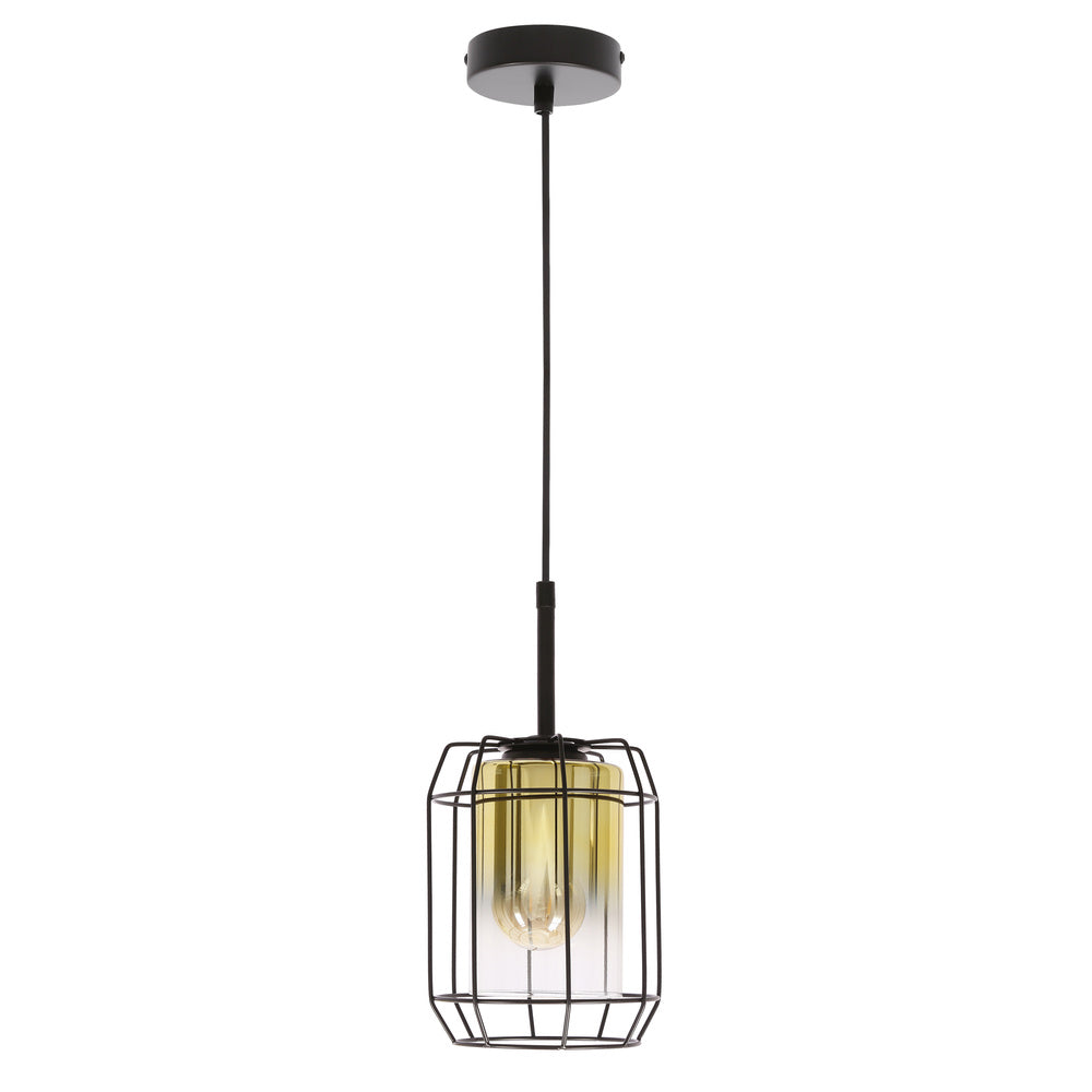 JONERA lampa wisząca czarny 1x40W E27 klosz złoty