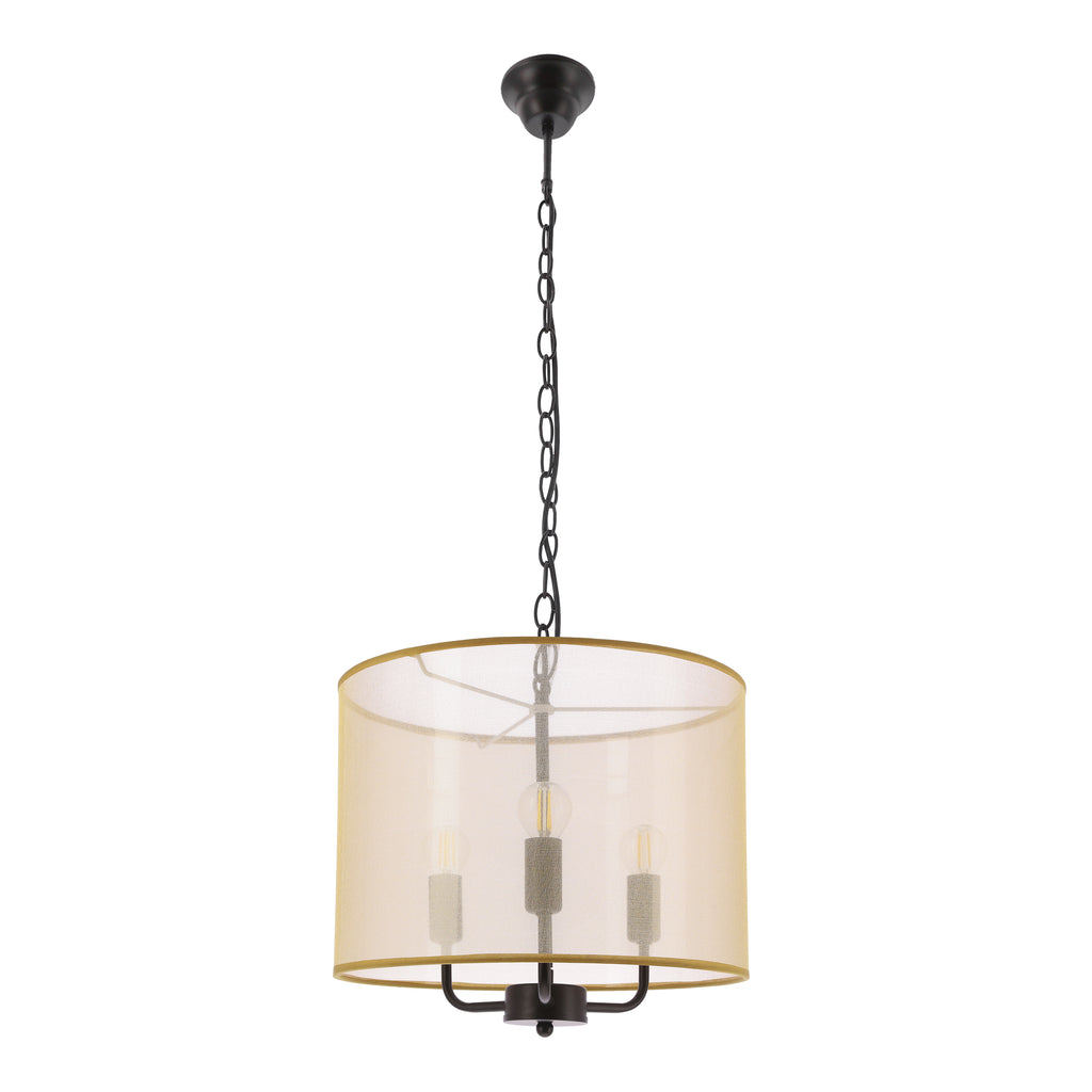 PACIFICA lampa wisząca czarny 3x40W E14 abażur złoty